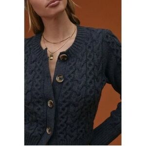 Maeve Anthropologie Cable Knit Cardigan Sweater, Charcoal Gray